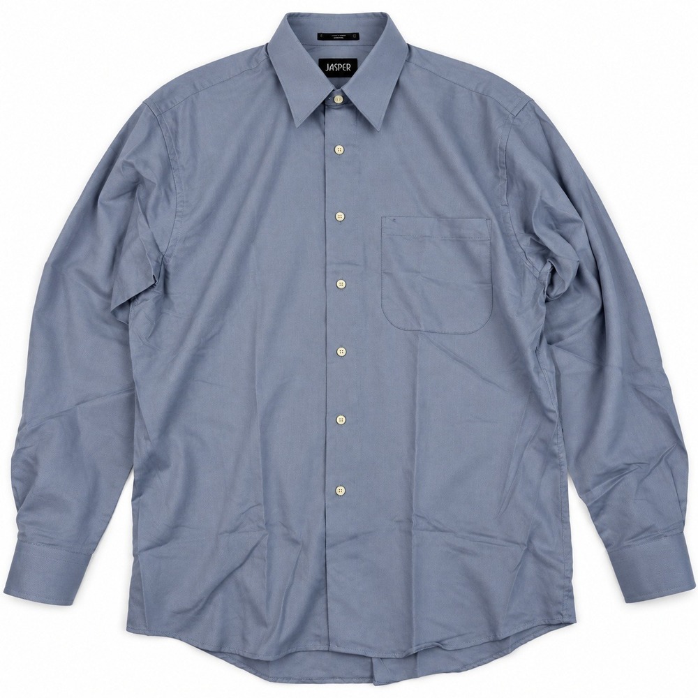 Kasper Dress Shirt Mens Blue White Micro Stripe Long Sleeve Cotton Pocket